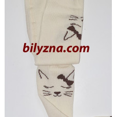 TwinSocks 310 айворі бавовняні колготи з котиком на дівчинку