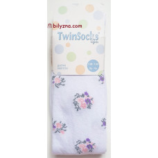 TwinSocks 310 білі бавовняні колготи з квітами на дівчинку