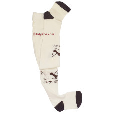 TwinSocks 310 айворі бавовняні колготи з котиком на дівчинку