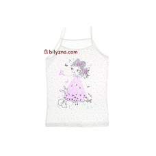 Donella 43344EK біла майка на тоненьких бретелях з малюнком дівчинки