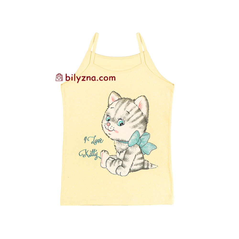 Donella 43623TT кольорові майки на тоненьких бретелях з милим котиком для дівчинки