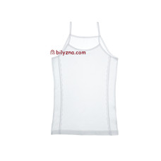 Donella 4371D2 біла майка без малюнку на тонких бретелях та з гіпюром на дівчинку