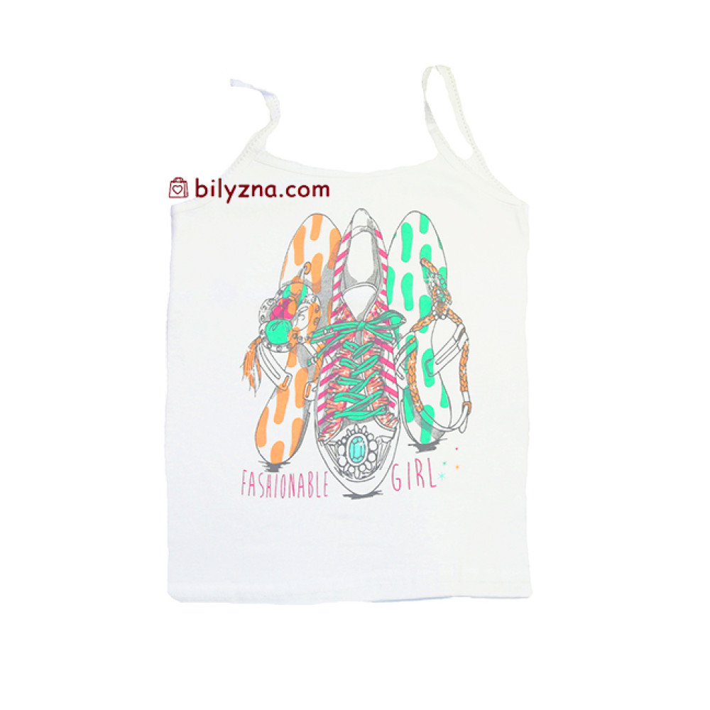 Donella 4378ASC / 4351ATC білі майки з тонкими бретелями та малюнками на дівчинку