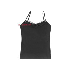 Donella 237142Q Жіноча чорна однотонна майка з гіпюром на тонких бретелях