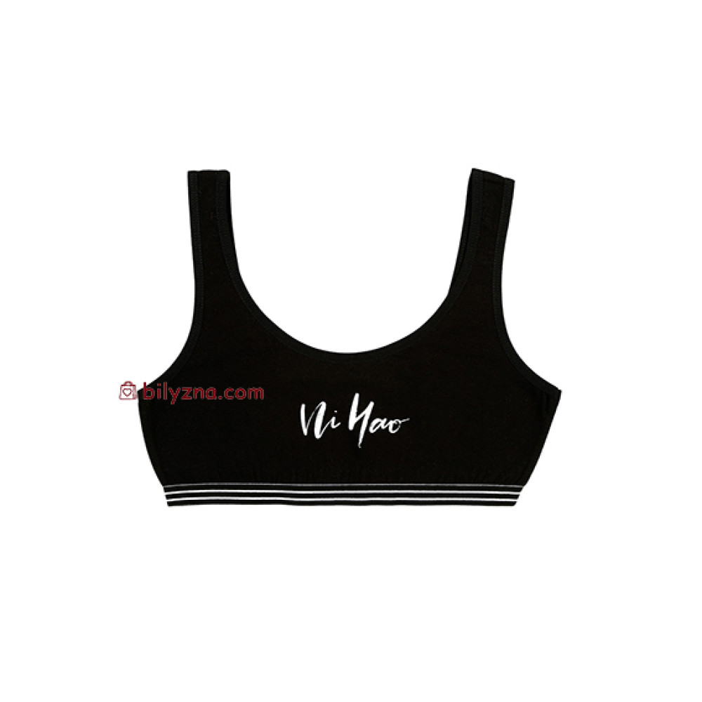 Donella 8971SZ чорний топ на широких бретелях з написом