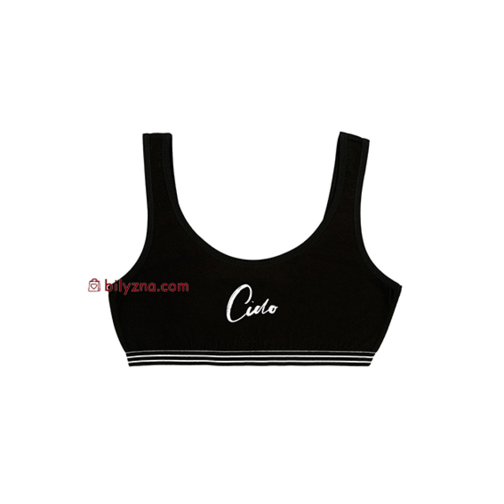 Donella 8971SZ чорний топ на широких бретелях з написом