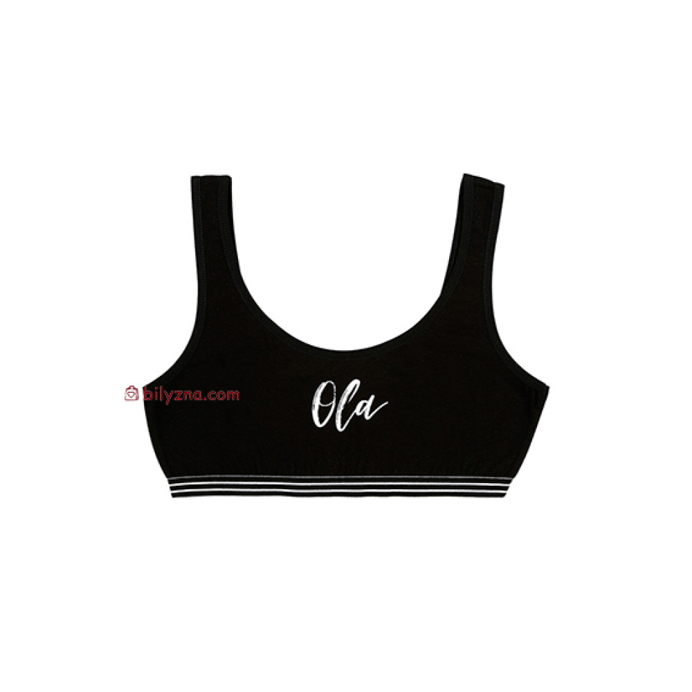 Donella 8971SZ чорний топ на широких бретелях з написом