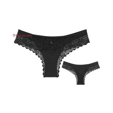 Donella 214303Q чорні однотонні жіночі трусики бразиліани з гіпюром