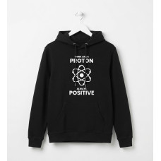 Жіноче худі з малюнком та написом "Proton-positive", by Partyson 