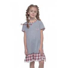 Ellen GND 018/001 сіре бавовняне домашнє платтячко, нічна сорочка на дівчинку