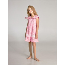 Ellen GND 029/001 рожева нічна сорочка, домашнє платтячко в горошок на дівчинку 