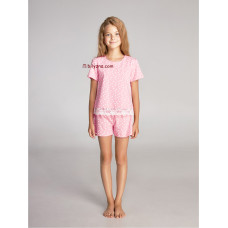Ellen GNP 075/001 рожева піжама в горошок, нічний комплект футболка та шорти на дівчинку