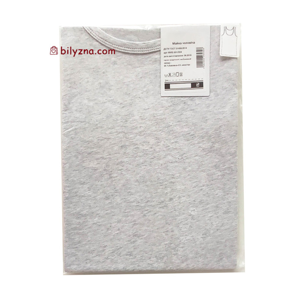 Ellen MVSK 400/01/05 (MVS 001/004) світло-сіра чоловіча класична бавовняна однотонна майка без малюнку