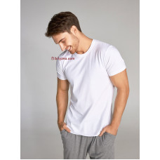 Ellen MBSK 500/01/01 (MSH 002/002) біла чоловіча бавовняна однотонна футболка без малюнку з круглим вирізом