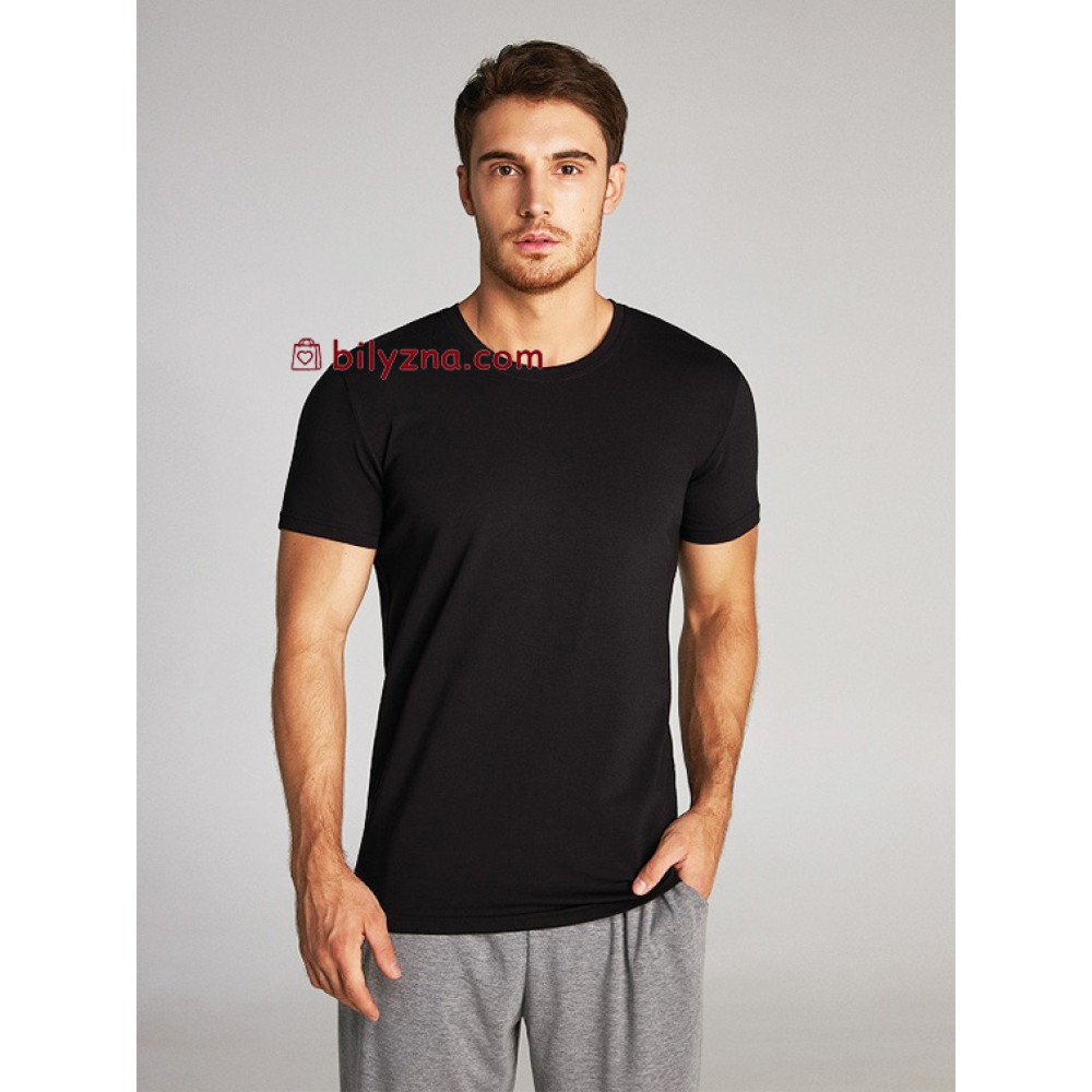 Ellen MBSK 500/01/02 (MSH 002/001) чорна чоловіча бавовняна однотонна футболка без малюнку з круглим вирізом