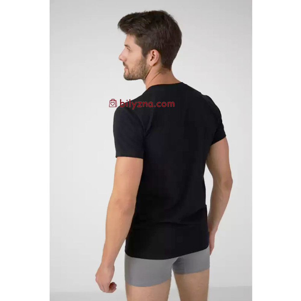 Ellen MBSK 500/01/02 (MSH 002/001) чорна чоловіча бавовняна однотонна футболка без малюнку з круглим вирізом