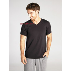 Ellen MBSK 500/02/02 (MSH 011/001) чорна чоловіча бавовняна однотонна футболка без малюнку з V-образним вирізом