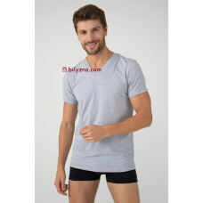 Ellen MBSK 500/02/06 (MSH 011/004) сіра чоловіча бавовняна однотонна футболка без малюнку з V-образним вирізом