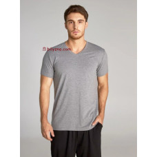 Ellen MBSK 500/02/07 (MSH 011/003) темно-сіра чоловіча бавовняна однотонна футболка без малюнку з V-образним вирізом