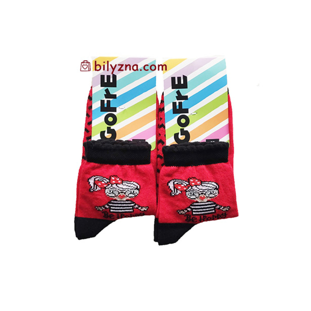 Gofre 301 червоні шкарпеточки з сердечками на дівчинку Be happy