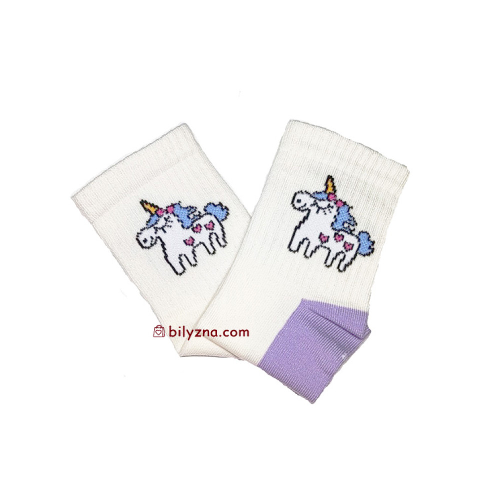 Gofre 307 кольорові високі шкарпетки з єдинорогом