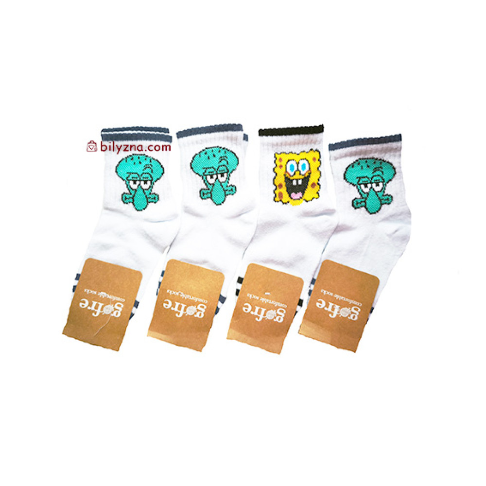 Gofre 307/1 дитячі шкарпетки з героями мультфільма "Губка Боб" (Губка Боб і Скідвард)