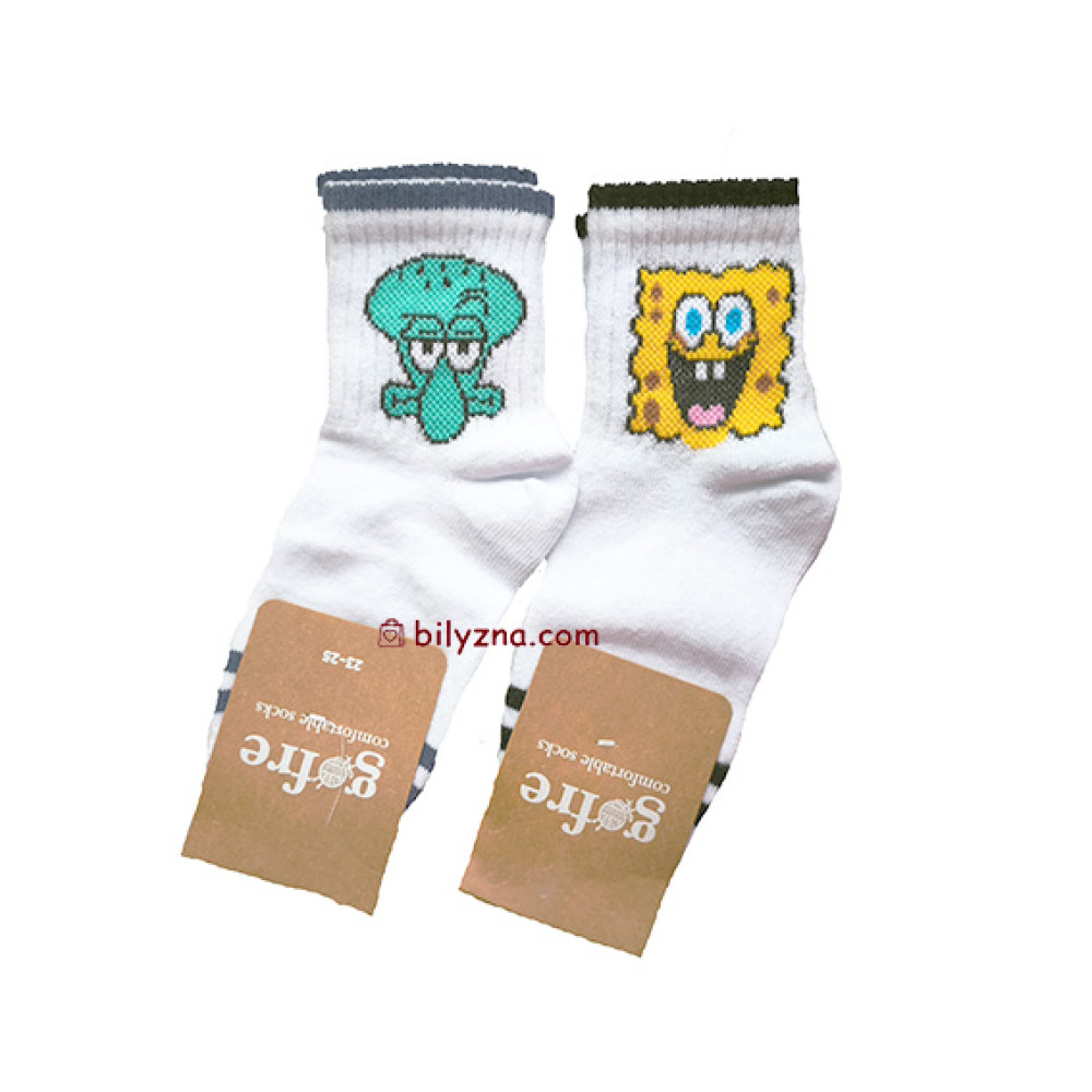 Gofre 307/1 дитячі шкарпетки з героями мультфільма "Губка Боб" (Губка Боб і Скідвард)