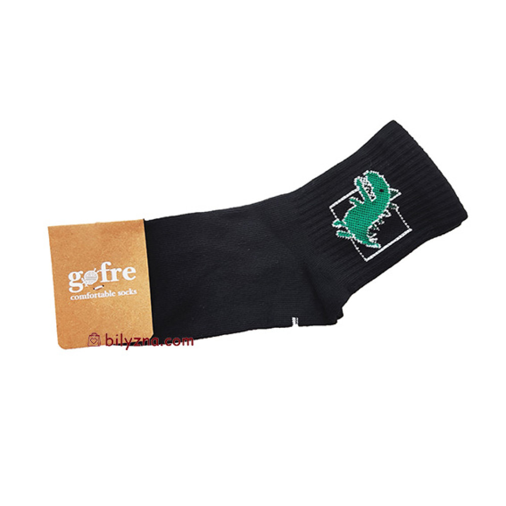 Gofre 307 чорні дитячі шкарпетки з дінозавром
