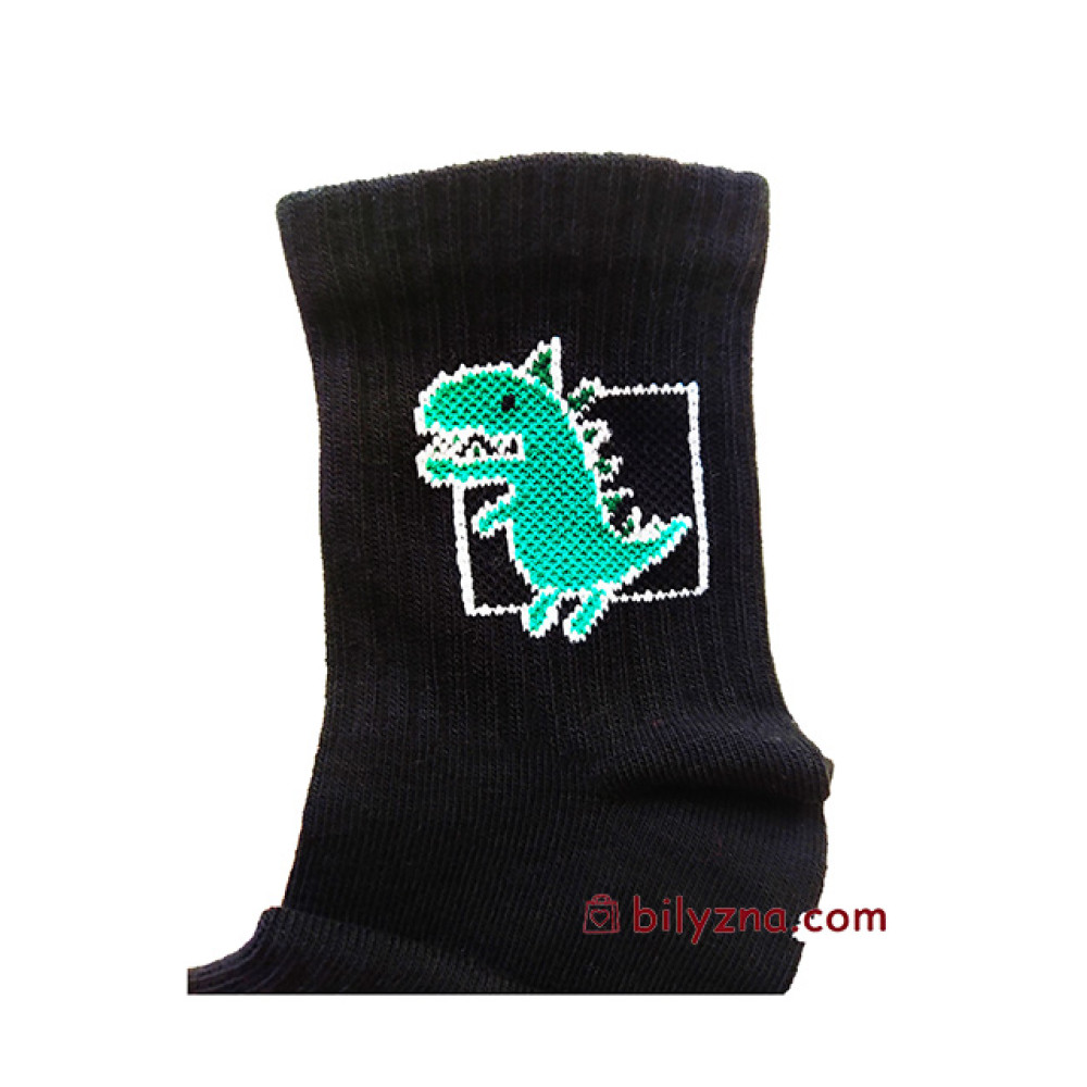 Gofre 307 чорні дитячі шкарпетки з дінозавром