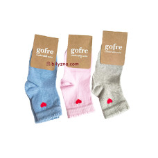 Gofre 315 однотонні кольорові шкарпетки з малюнком сердечка 