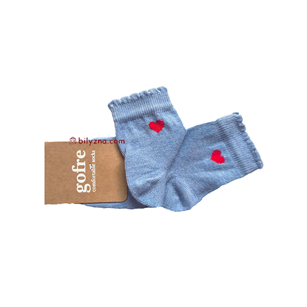 Gofre 315 однотонні кольорові шкарпетки з малюнком сердечка 