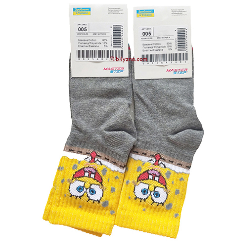 Master Step KidStep 005 SpongeBob високі дитячі шкарпетки з широкою резинкою Губка Боб