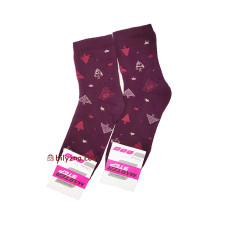 Master Step 2531 бордові новорічні жіночі шкарпетки з блискучими зірками