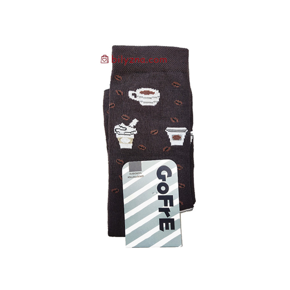 Gofre 102 бавовняні чоловічі шкарпетки з кавовим малюнком