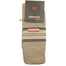 Steven 056/1 - 056 Бежеві високі чоловічі шкарпетки у смужку